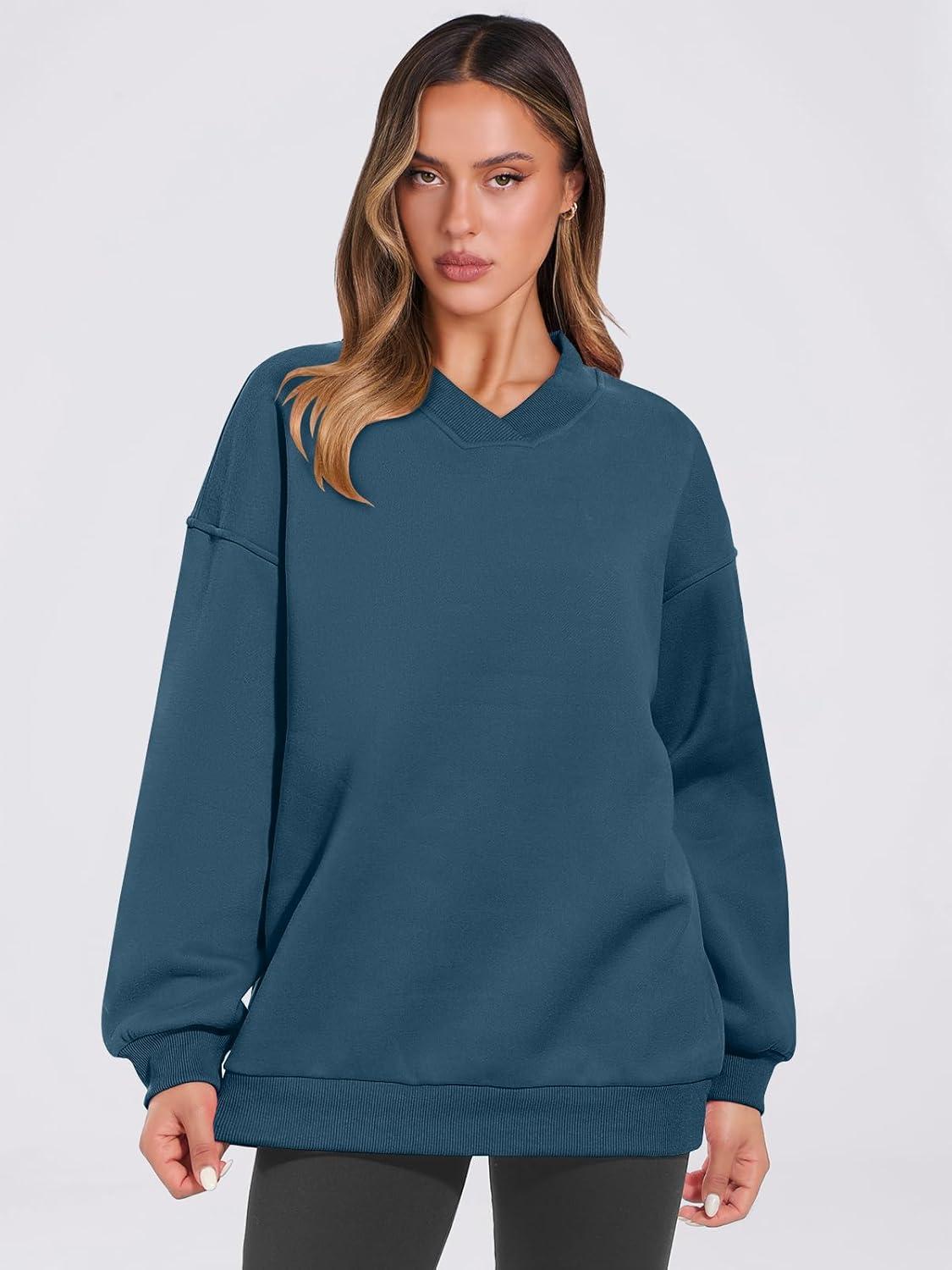 imageANRABESS Womens Oversized V Neck Sweatshirt Fleece Long Sleeve Hoodies Pullover Comfy Top Outfits 2025 Teen Preppy ClothesDeep Blue
