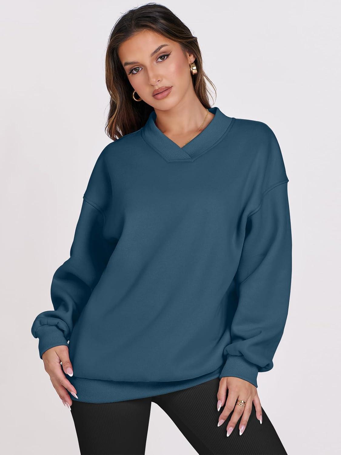 imageANRABESS Womens Oversized V Neck Sweatshirt Fleece Long Sleeve Hoodies Pullover Comfy Top Outfits 2025 Teen Preppy ClothesDeep Blue
