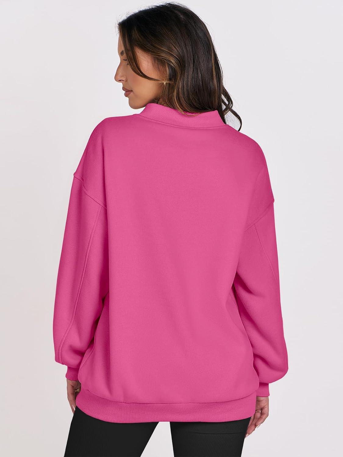 imageANRABESS Womens Oversized V Neck Sweatshirt Fleece Long Sleeve Hoodies Pullover Comfy Top Outfits 2025 Teen Preppy ClothesHot Pink