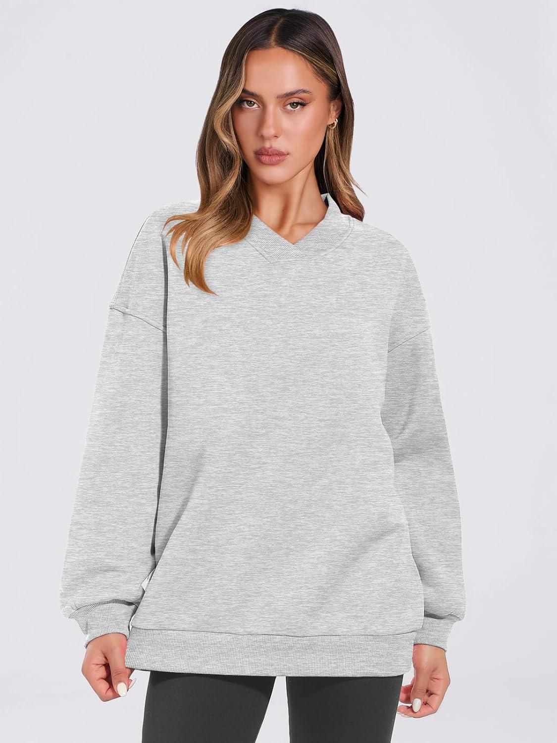 imageANRABESS Womens Oversized V Neck Sweatshirt Fleece Long Sleeve Hoodies Pullover Comfy Top Outfits 2025 Teen Preppy ClothesLight Gray
