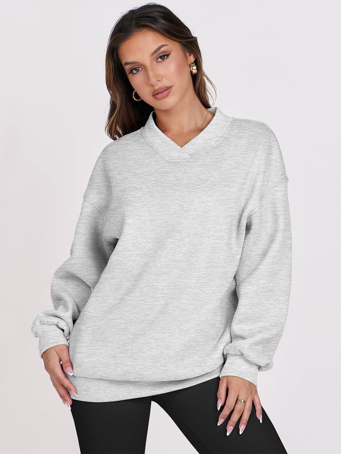 imageANRABESS Womens Oversized V Neck Sweatshirt Fleece Long Sleeve Hoodies Pullover Comfy Top Outfits 2025 Teen Preppy ClothesLight Gray