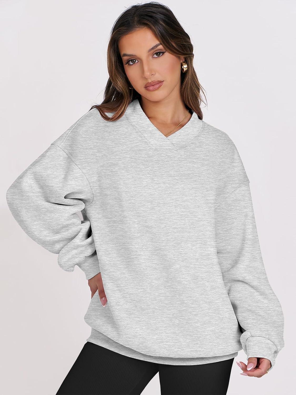 imageANRABESS Womens Oversized V Neck Sweatshirt Fleece Long Sleeve Hoodies Pullover Comfy Top Outfits 2025 Teen Preppy ClothesLight Gray