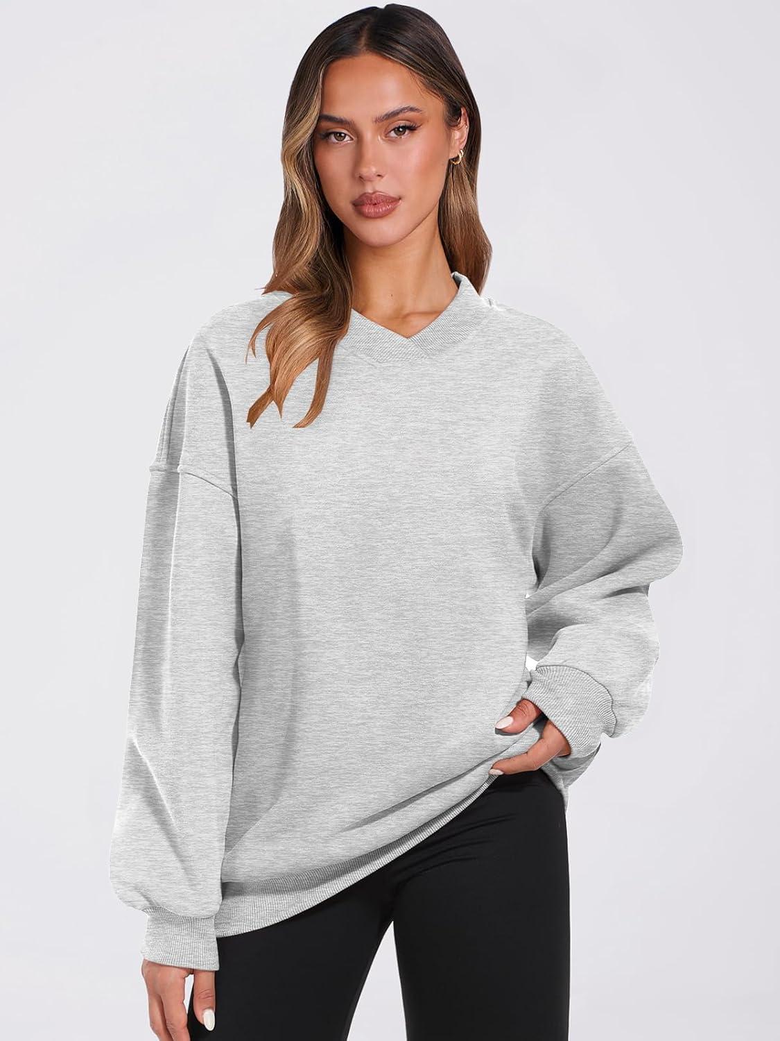 imageANRABESS Womens Oversized V Neck Sweatshirt Fleece Long Sleeve Hoodies Pullover Comfy Top Outfits 2025 Teen Preppy ClothesLight Gray