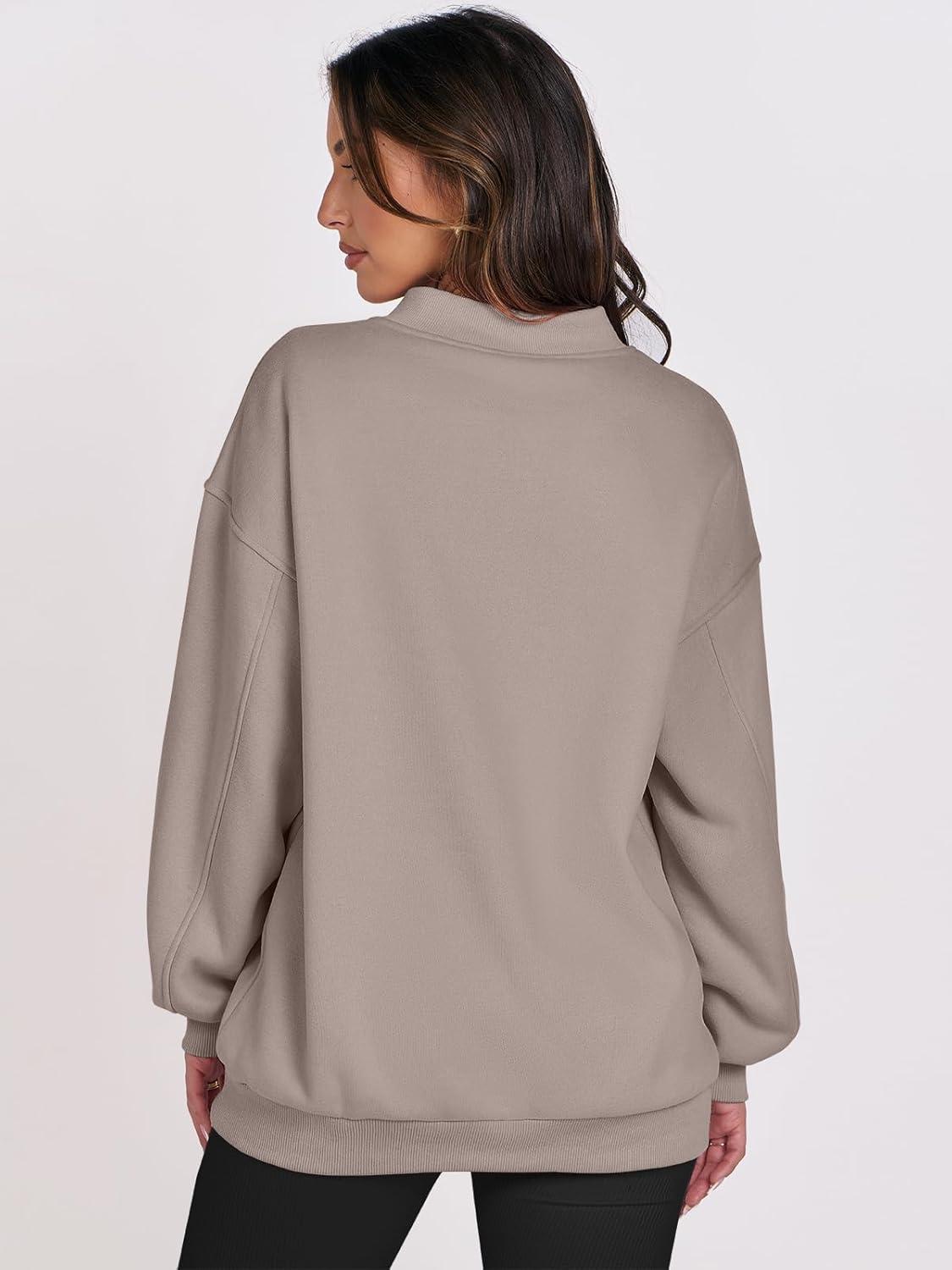 imageANRABESS Womens Oversized V Neck Sweatshirt Fleece Long Sleeve Hoodies Pullover Comfy Top Outfits 2025 Teen Preppy ClothesLight Khaki