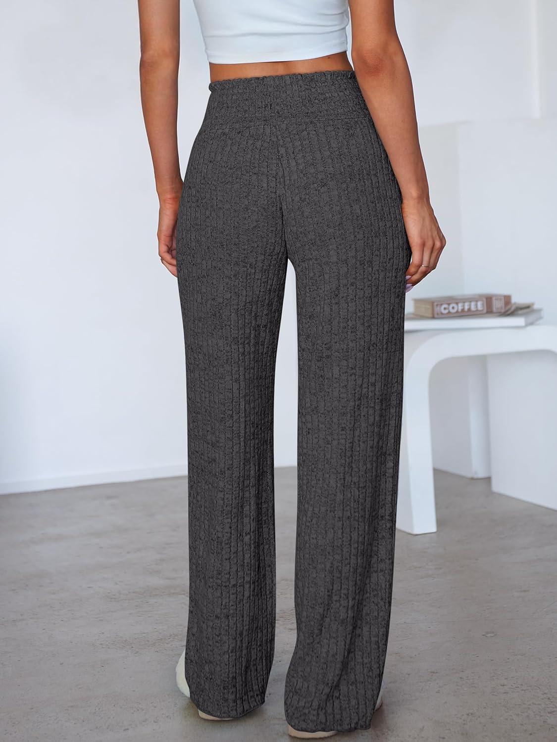 imageANRABESS Womens Ribbed Knit Lounge Pajama Pants Casual Elastic High Waist Loose Wide Leg Pants 2025 Fall Comfy PJ BottomsDark Grey