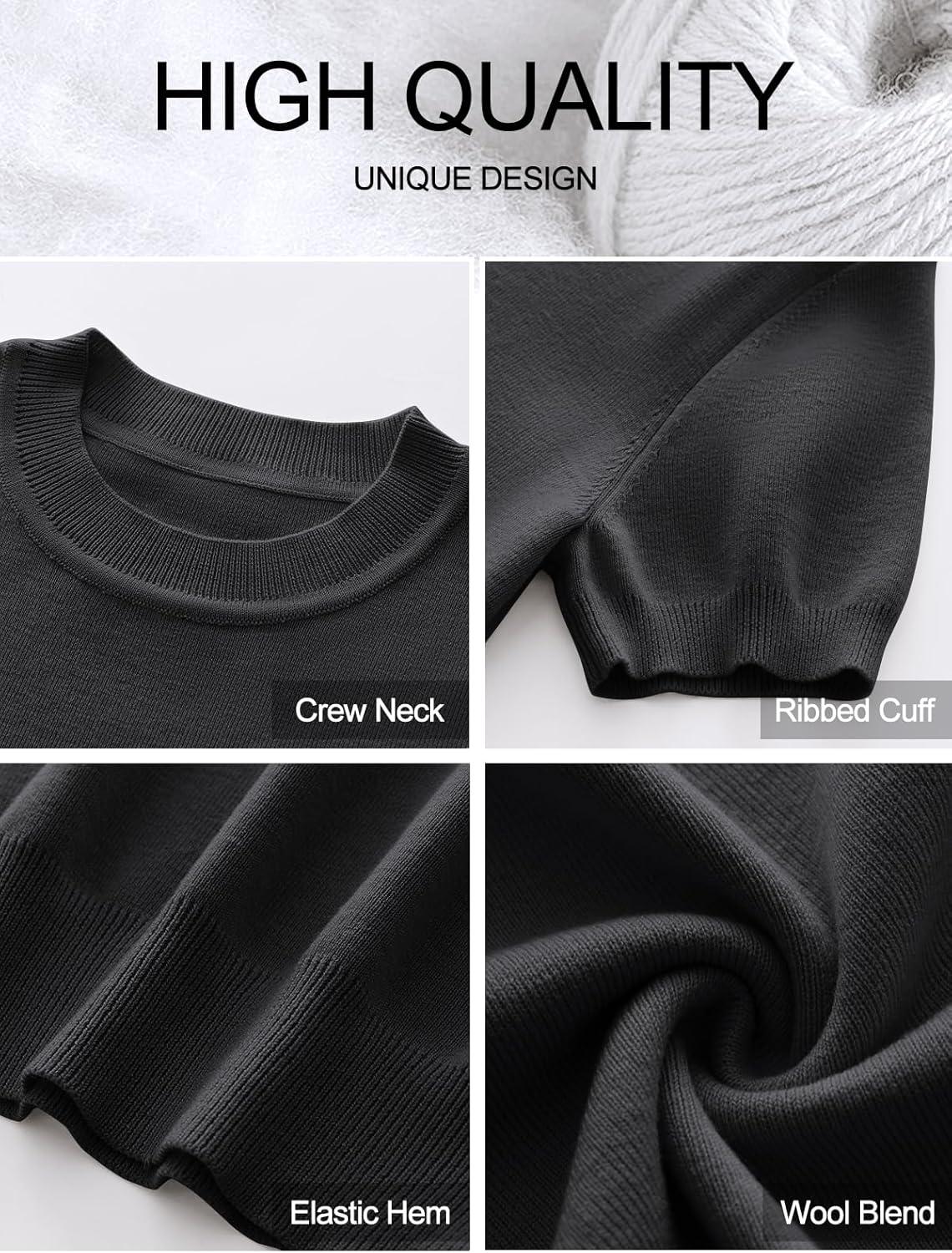 imageANRABESS Womens Short Sleeve Sweaters Wool Blend Crew Neck Sweater Shirts Business Casual Work Tops 2025 Summer OutfitsBlack