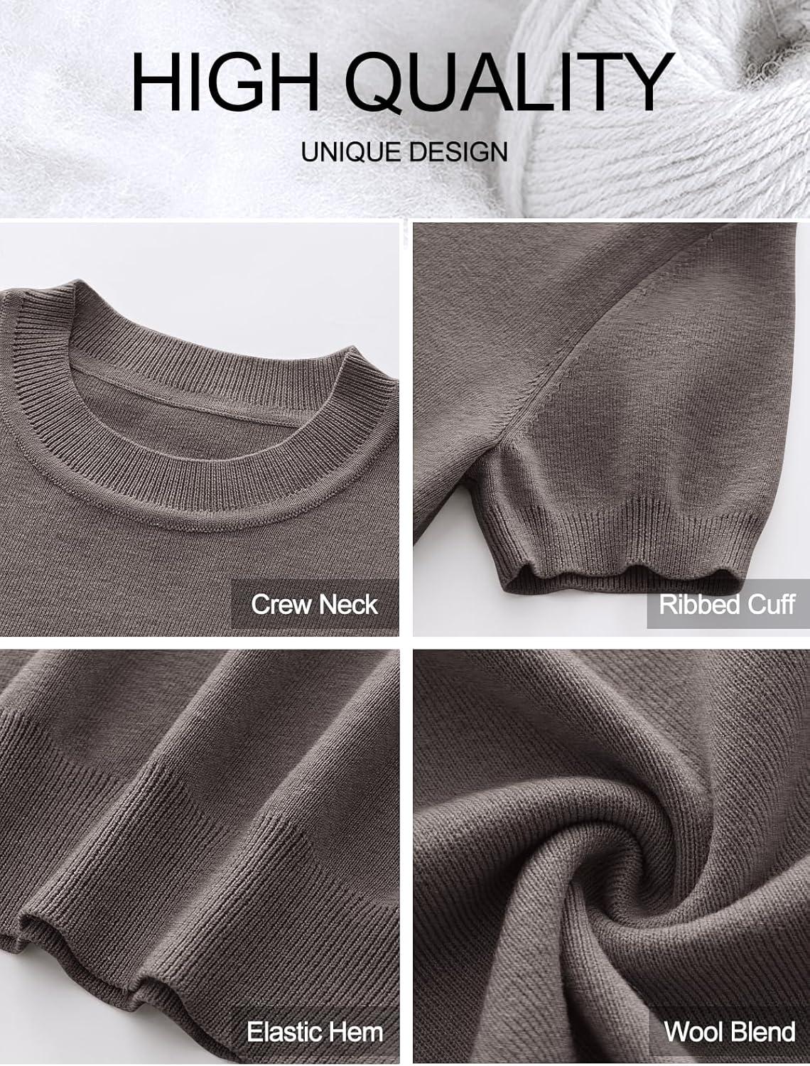 imageANRABESS Womens Short Sleeve Sweaters Wool Blend Crew Neck Sweater Shirts Business Casual Work Tops 2025 Summer OutfitsCoffee