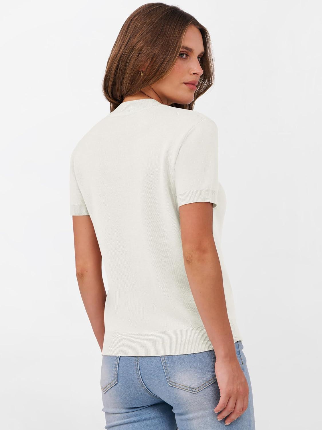 imageANRABESS Womens Short Sleeve Sweaters Wool Blend Crew Neck Sweater Shirts Business Casual Work Tops 2025 Summer OutfitsCream White