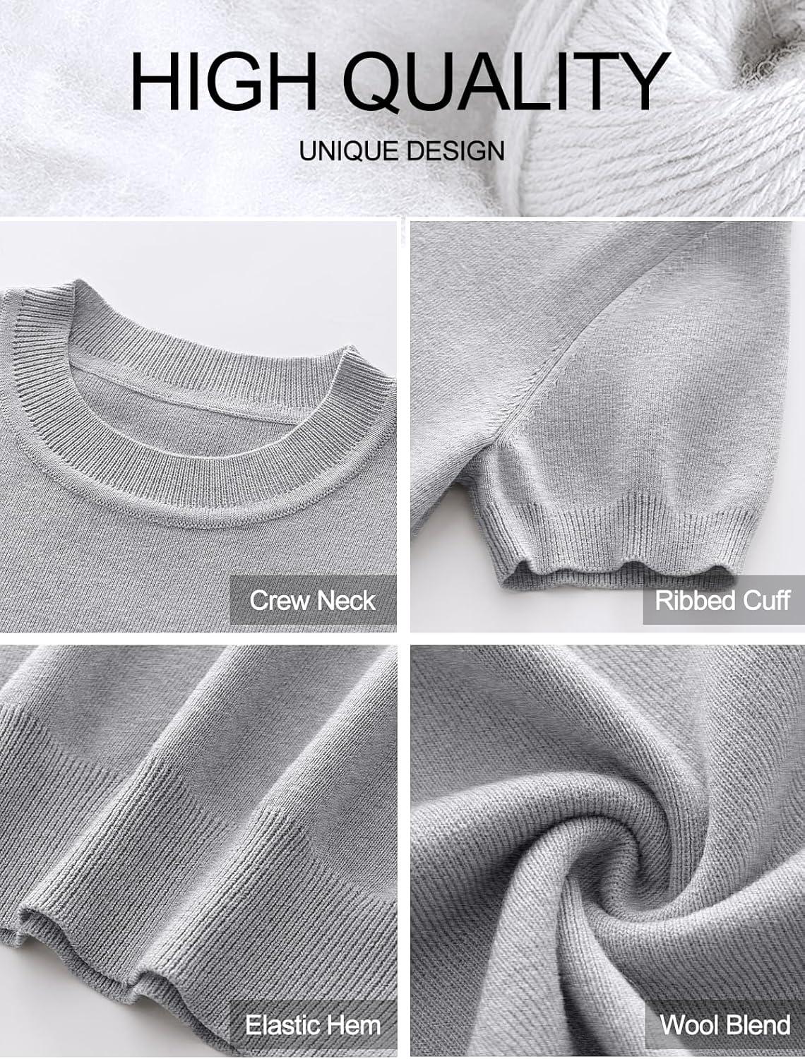 imageANRABESS Womens Short Sleeve Sweaters Wool Blend Crew Neck Sweater Shirts Business Casual Work Tops 2025 Summer OutfitsGrey