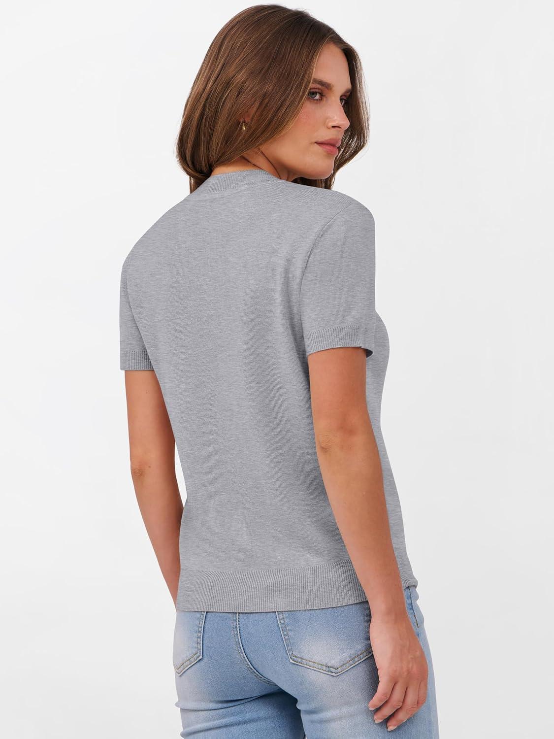 imageANRABESS Womens Short Sleeve Sweaters Wool Blend Crew Neck Sweater Shirts Business Casual Work Tops 2025 Summer OutfitsGrey