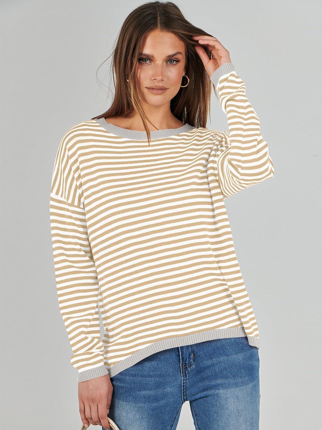 imageANRABESS Womens Striped Sweaters Long Sleeve Top Crewneck Color Block Casual Loose Knitted Pullover Shirts 2025 Fall OutfitsApricot White Grey
