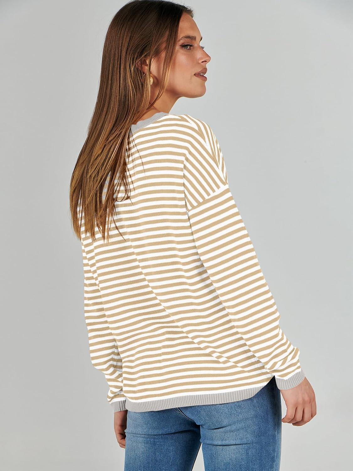 imageANRABESS Womens Striped Sweaters Long Sleeve Top Crewneck Color Block Casual Loose Knitted Pullover Shirts 2025 Fall OutfitsApricot White Grey