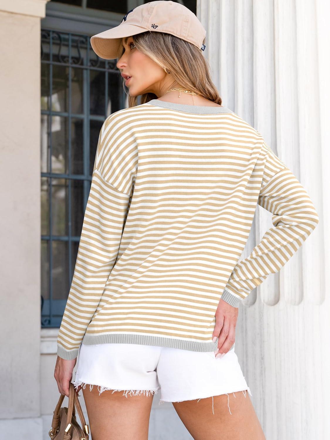 imageANRABESS Womens Striped Sweaters Long Sleeve Top Crewneck Color Block Casual Loose Knitted Pullover Shirts 2025 Fall OutfitsApricot White Grey