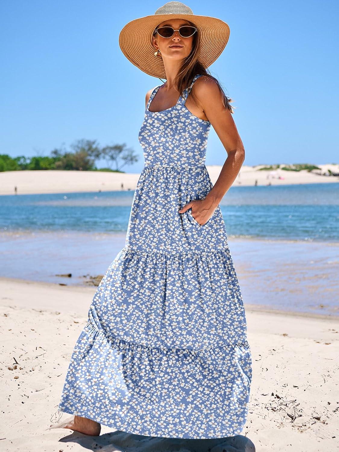 imageANRABESS Womens Summer Casual Long Maxi Beach Vacation Dresses Sleeveless Square Neck Flowy Tiered Sun Dress with PocketsFloral Blue
