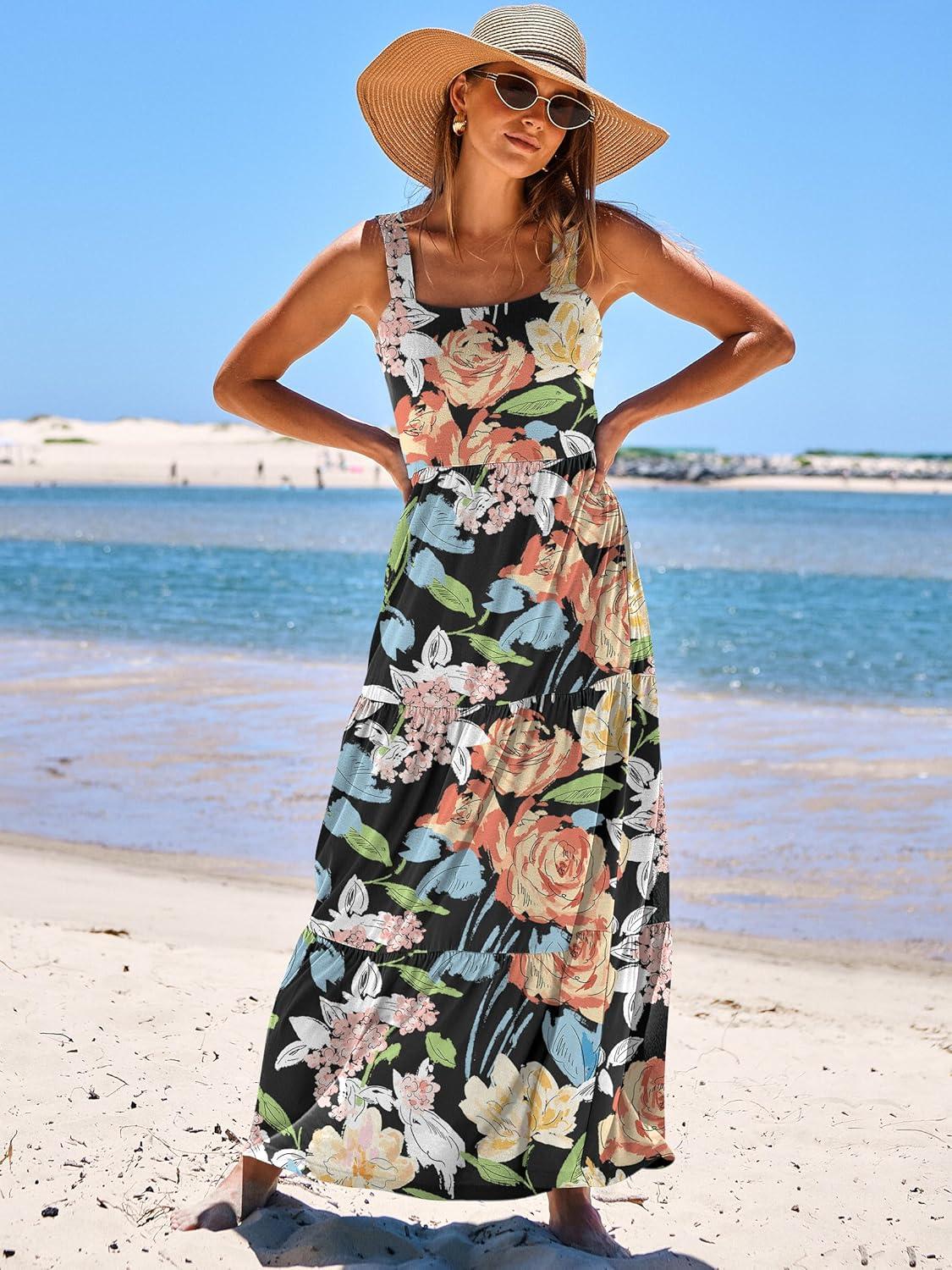imageANRABESS Womens Summer Casual Long Maxi Beach Vacation Dresses Sleeveless Square Neck Flowy Tiered Sun Dress with PocketsMulticolored Floral
