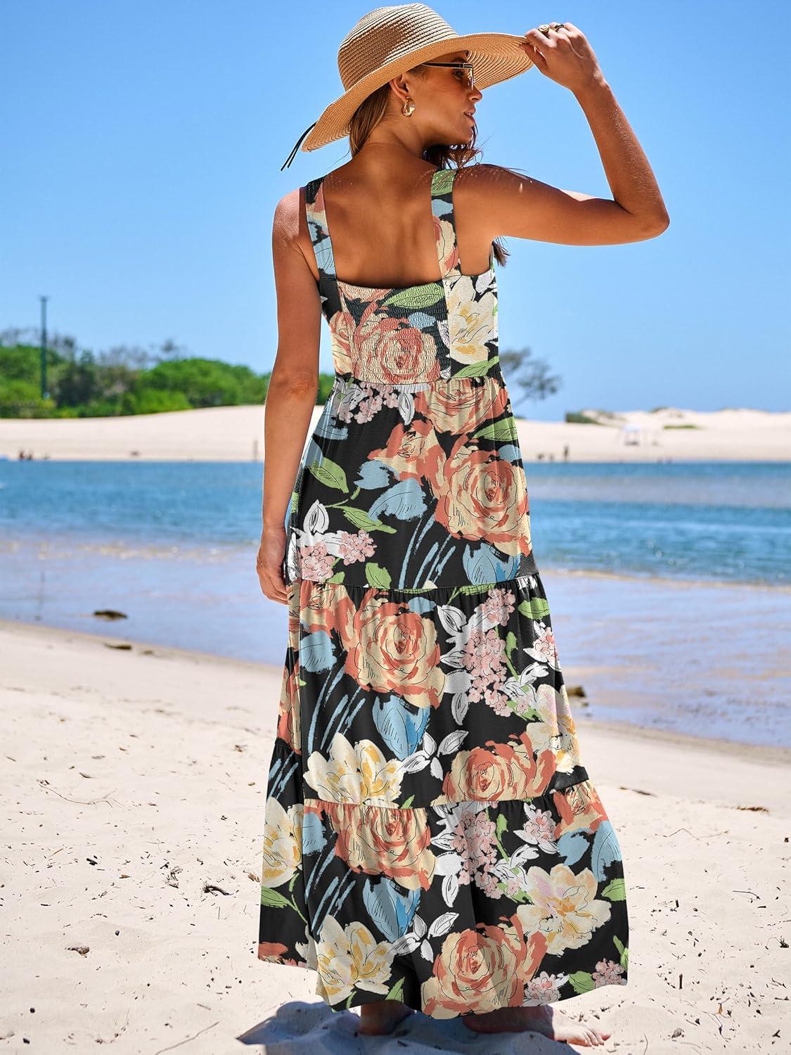 imageANRABESS Womens Summer Casual Long Maxi Beach Vacation Dresses Sleeveless Square Neck Flowy Tiered Sun Dress with PocketsMulticolored Floral