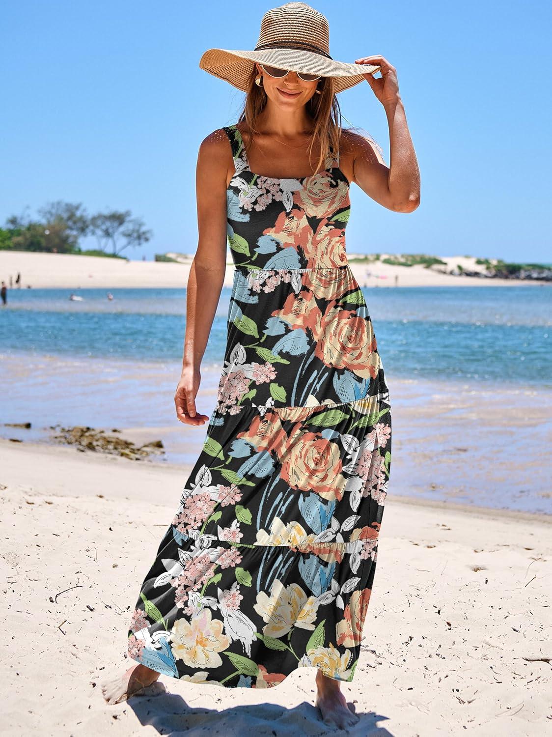 imageANRABESS Womens Summer Casual Long Maxi Beach Vacation Dresses Sleeveless Square Neck Flowy Tiered Sun Dress with PocketsMulticolored Floral
