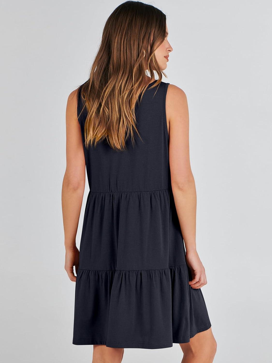 imageANRABESS Womens Summer Casual Tank Dress Sleeveless V Neck T Shirt Sundress Flowy Tiered Swing Mini Beach Vacation DressesNavy Blue