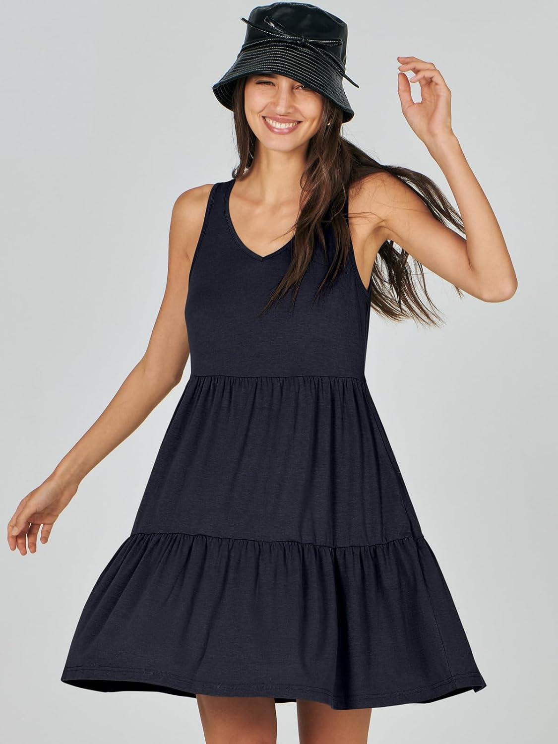 imageANRABESS Womens Summer Casual Tank Dress Sleeveless V Neck T Shirt Sundress Flowy Tiered Swing Mini Beach Vacation DressesNavy Blue