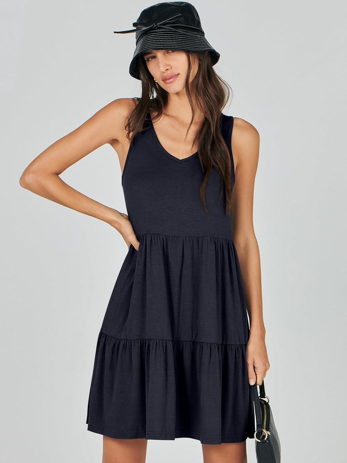 imageANRABESS Womens Summer Casual Tank Dress Sleeveless V Neck T Shirt Sundress Flowy Tiered Swing Mini Beach Vacation DressesNavy Blue