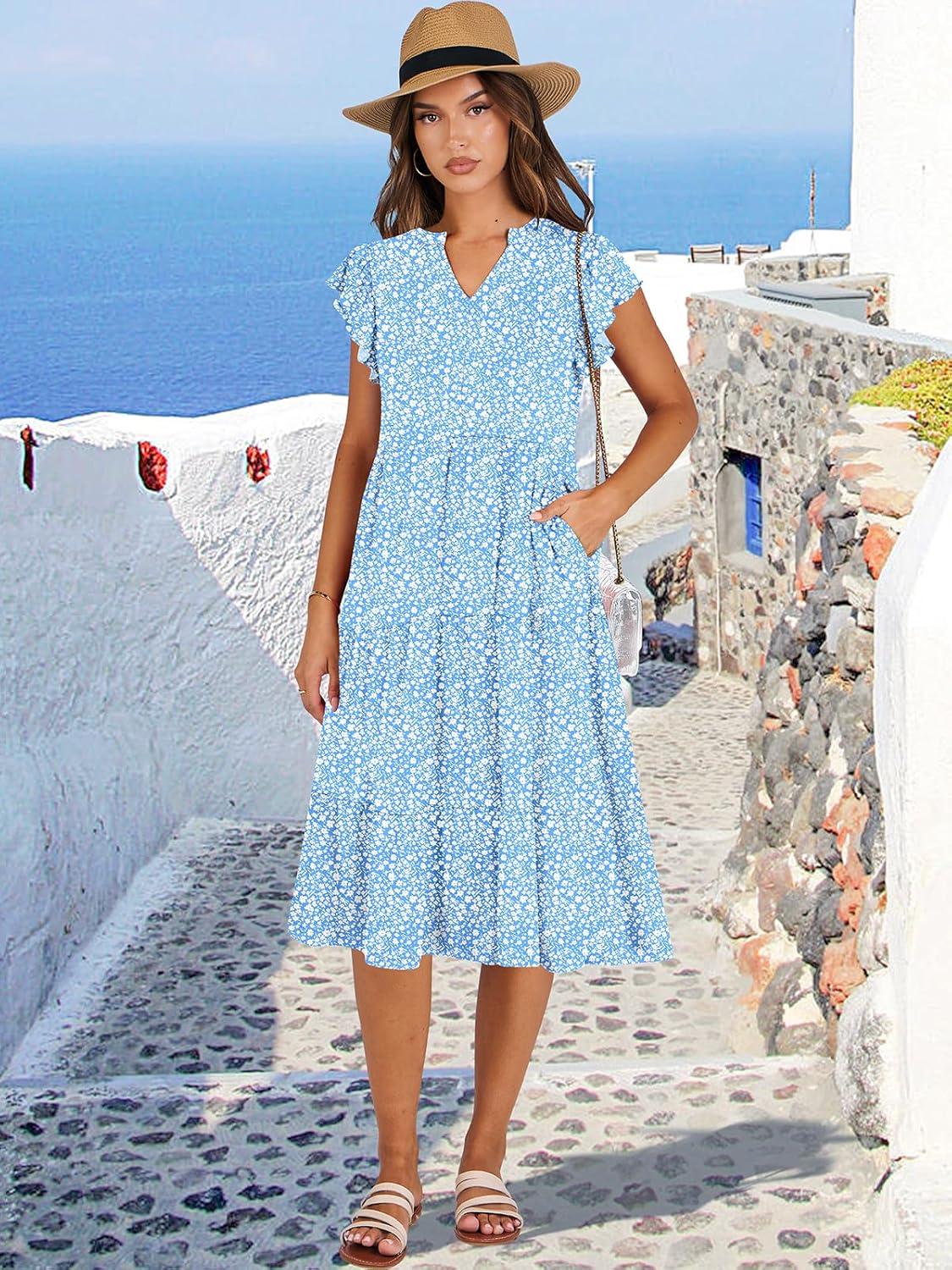 imageANRABESS Womens Summer Dress Ruffle Sleeve V Neck Midi Dresses Fashion Casual Fit Flowy Tiered Boho Beach Vacation SundressBlue Floral
