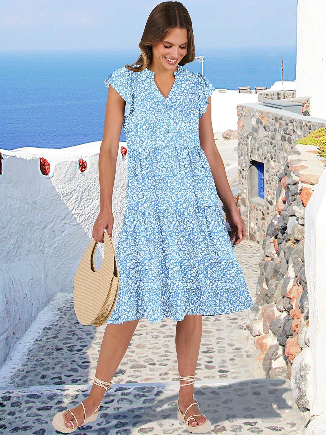 imageANRABESS Womens Summer Dress Ruffle Sleeve V Neck Midi Dresses Fashion Casual Fit Flowy Tiered Boho Beach Vacation SundressBlue Floral
