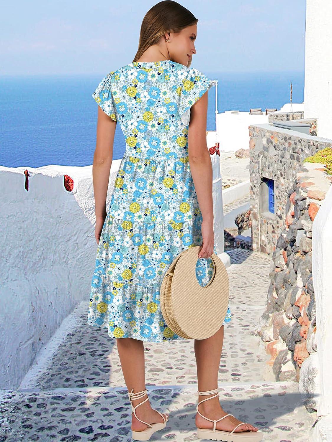 imageANRABESS Womens Summer Dress Ruffle Sleeve V Neck Midi Dresses Fashion Casual Fit Flowy Tiered Boho Beach Vacation SundressBlue Yellow Floral