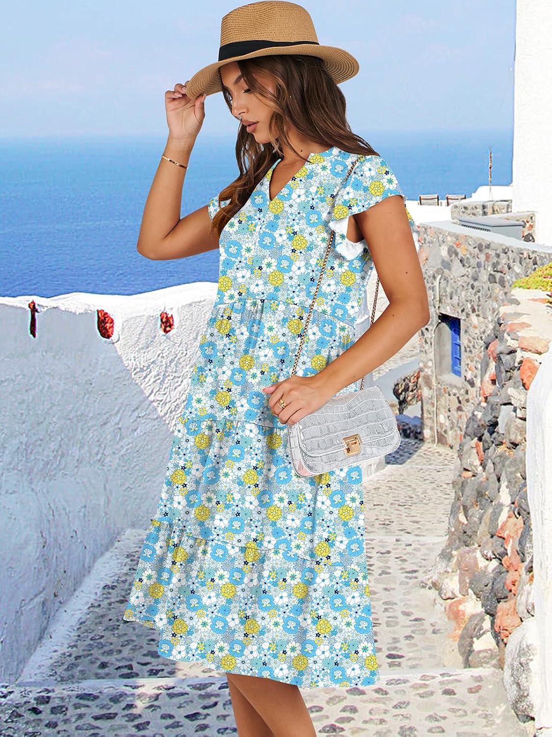 imageANRABESS Womens Summer Dress Ruffle Sleeve V Neck Midi Dresses Fashion Casual Fit Flowy Tiered Boho Beach Vacation SundressBlue Yellow Floral