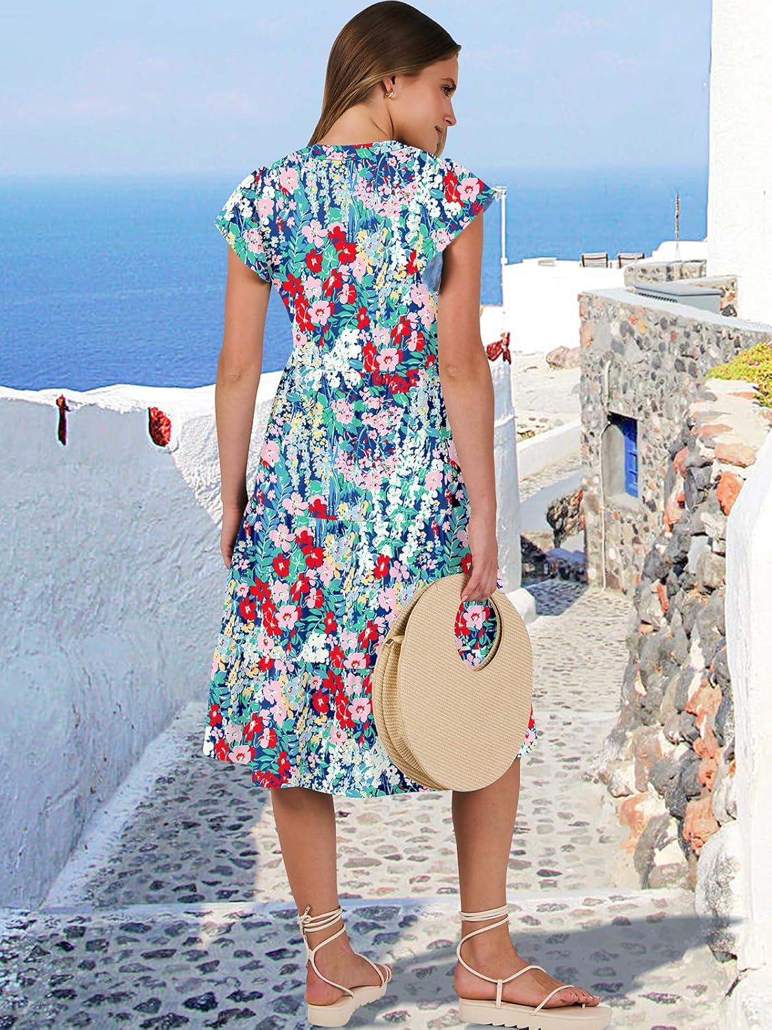 imageANRABESS Womens Summer Dress Ruffle Sleeve V Neck Midi Dresses Fashion Casual Fit Flowy Tiered Boho Beach Vacation SundressNavy Floral
