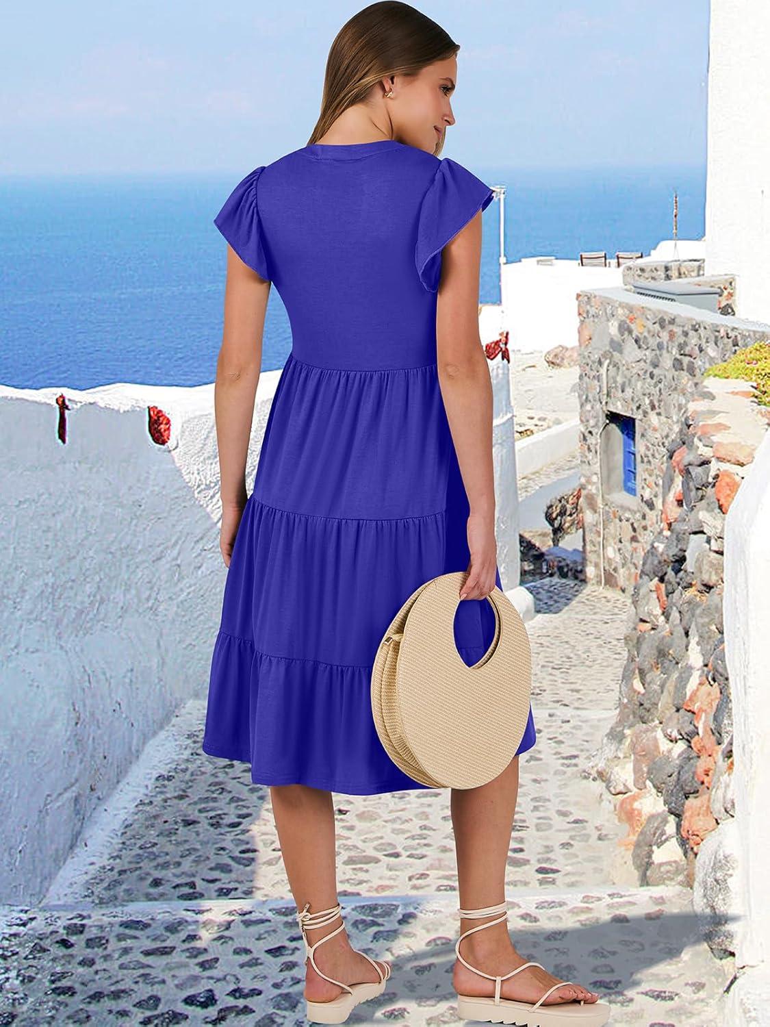imageANRABESS Womens Summer Dress Ruffle Sleeve V Neck Midi Dresses Fashion Casual Fit Flowy Tiered Boho Beach Vacation SundressRoyal Blue
