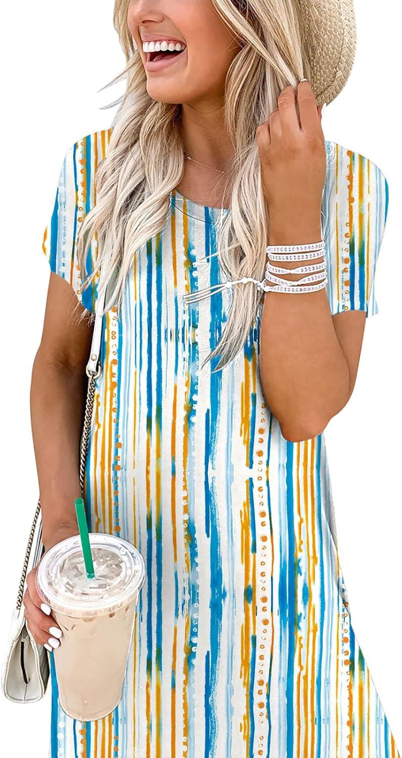 imageANRABESS Womens Summer Maxi Dress Short Sleeve Casual Loose Long T Shirt Dresses Split Vacation Beach Sundress Travel OutfitsBlue Ooange Ripples