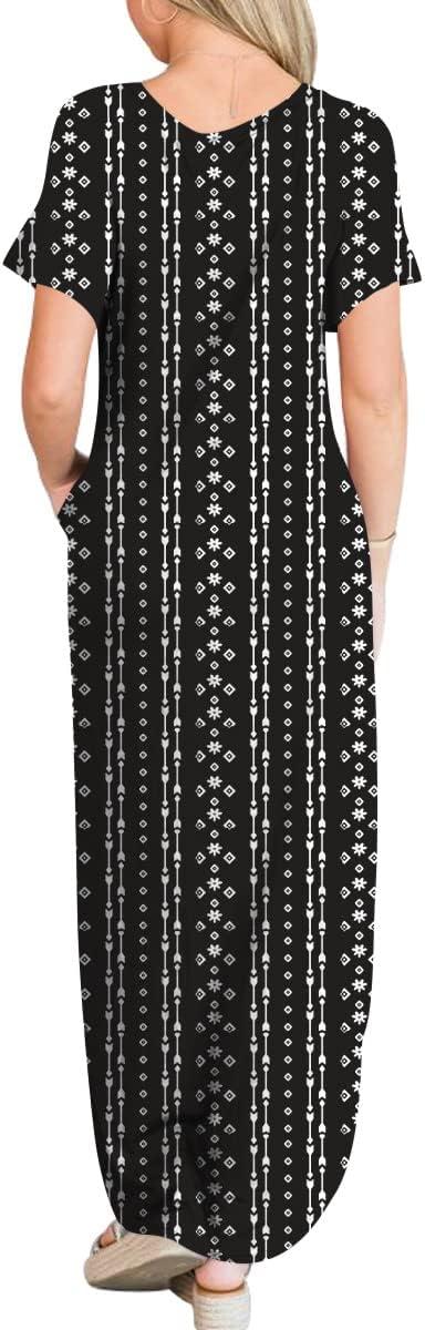 imageANRABESS Womens Summer Maxi Dress Short Sleeve Casual Loose Long T Shirt Dresses Split Vacation Beach Sundress Travel OutfitsBoho Black