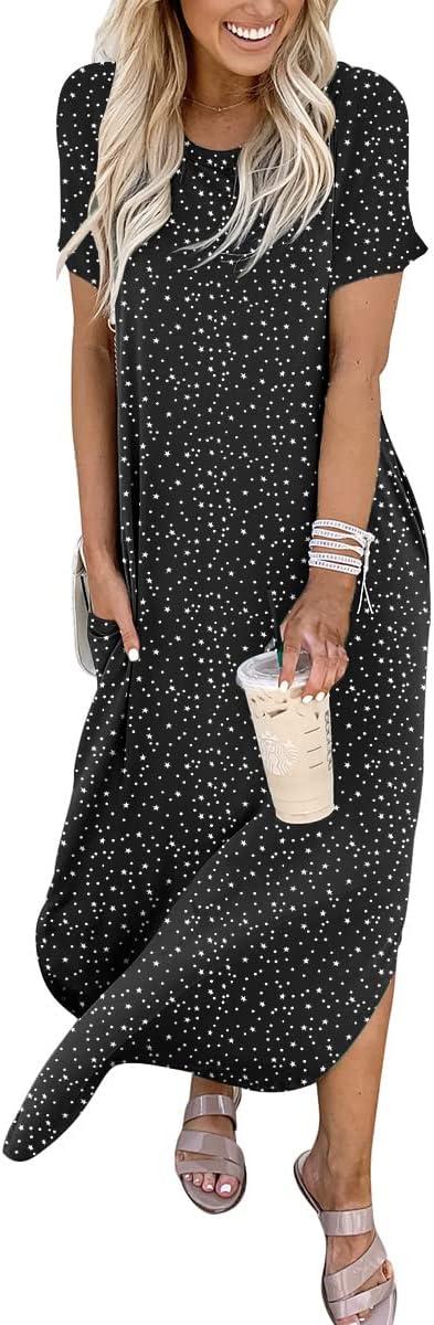 imageANRABESS Womens Summer Maxi Dress Short Sleeve Casual Loose Long T Shirt Dresses Split Vacation Beach Sundress Travel OutfitsDot Star