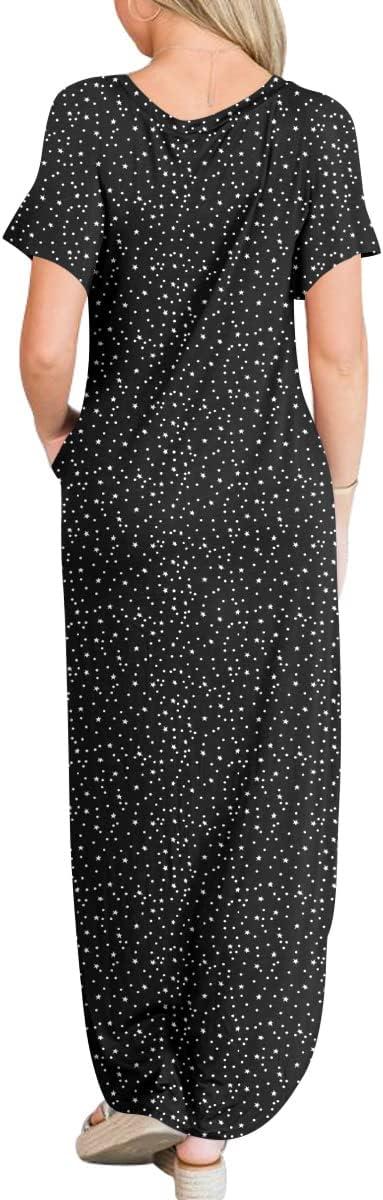 imageANRABESS Womens Summer Maxi Dress Short Sleeve Casual Loose Long T Shirt Dresses Split Vacation Beach Sundress Travel OutfitsDot Star