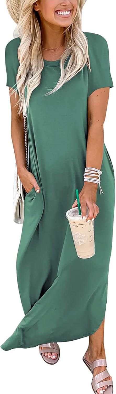 imageANRABESS Womens Summer Maxi Dress Short Sleeve Casual Loose Long T Shirt Dresses Split Vacation Beach Sundress Travel OutfitsGrass