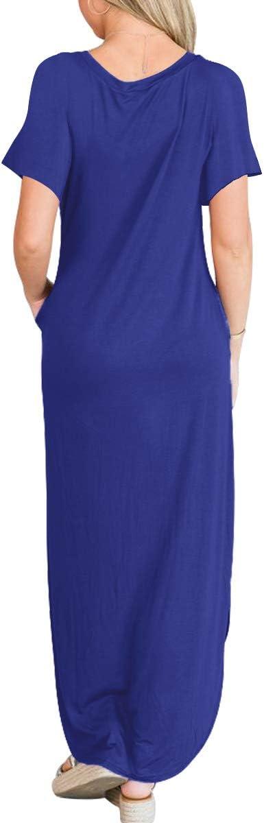 imageANRABESS Womens Summer Maxi Dress Short Sleeve Casual Loose Long T Shirt Dresses Split Vacation Beach Sundress Travel OutfitsRoyal Blue