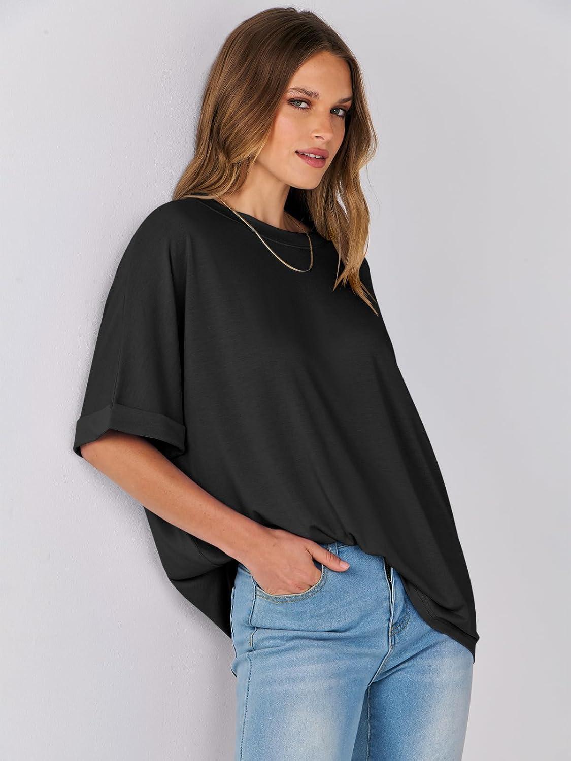 imageANRABESS Womens Tops Oversized T Shirts Short Sleeve Crewneck Summer Casual Loose Basic Tee Shirt 2025 Trendy Fashion ClothesBlack