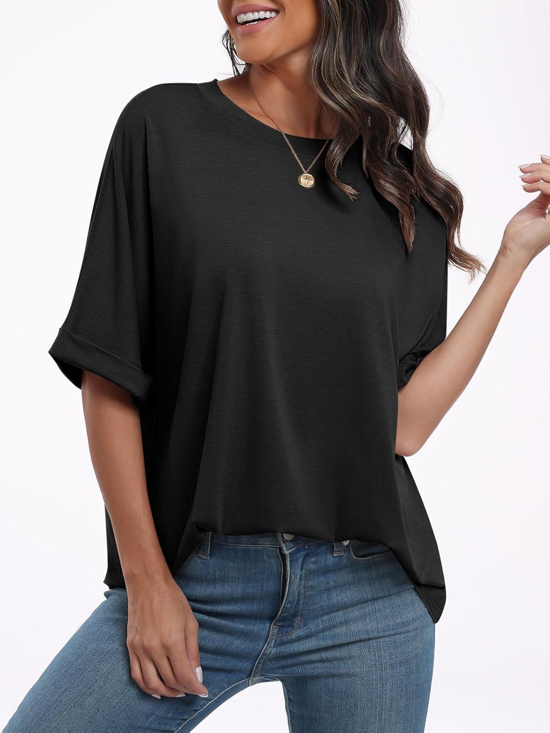 imageANRABESS Womens Tops Oversized T Shirts Short Sleeve Crewneck Summer Casual Loose Basic Tee Shirt 2025 Trendy Fashion ClothesBlack