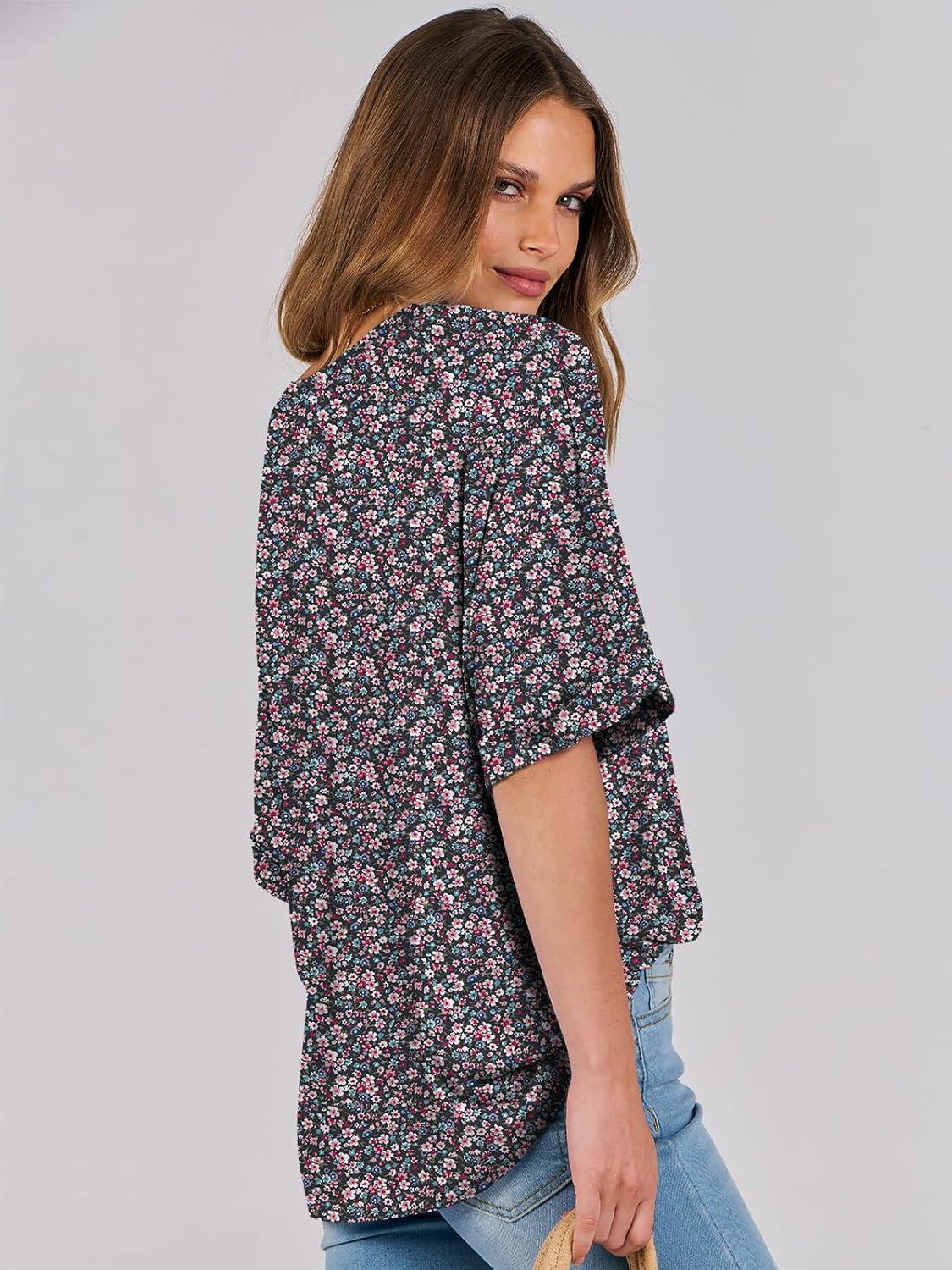 imageANRABESS Womens Tops Oversized T Shirts Short Sleeve Crewneck Summer Casual Loose Basic Tee Shirt 2025 Trendy Fashion ClothesFloral Black