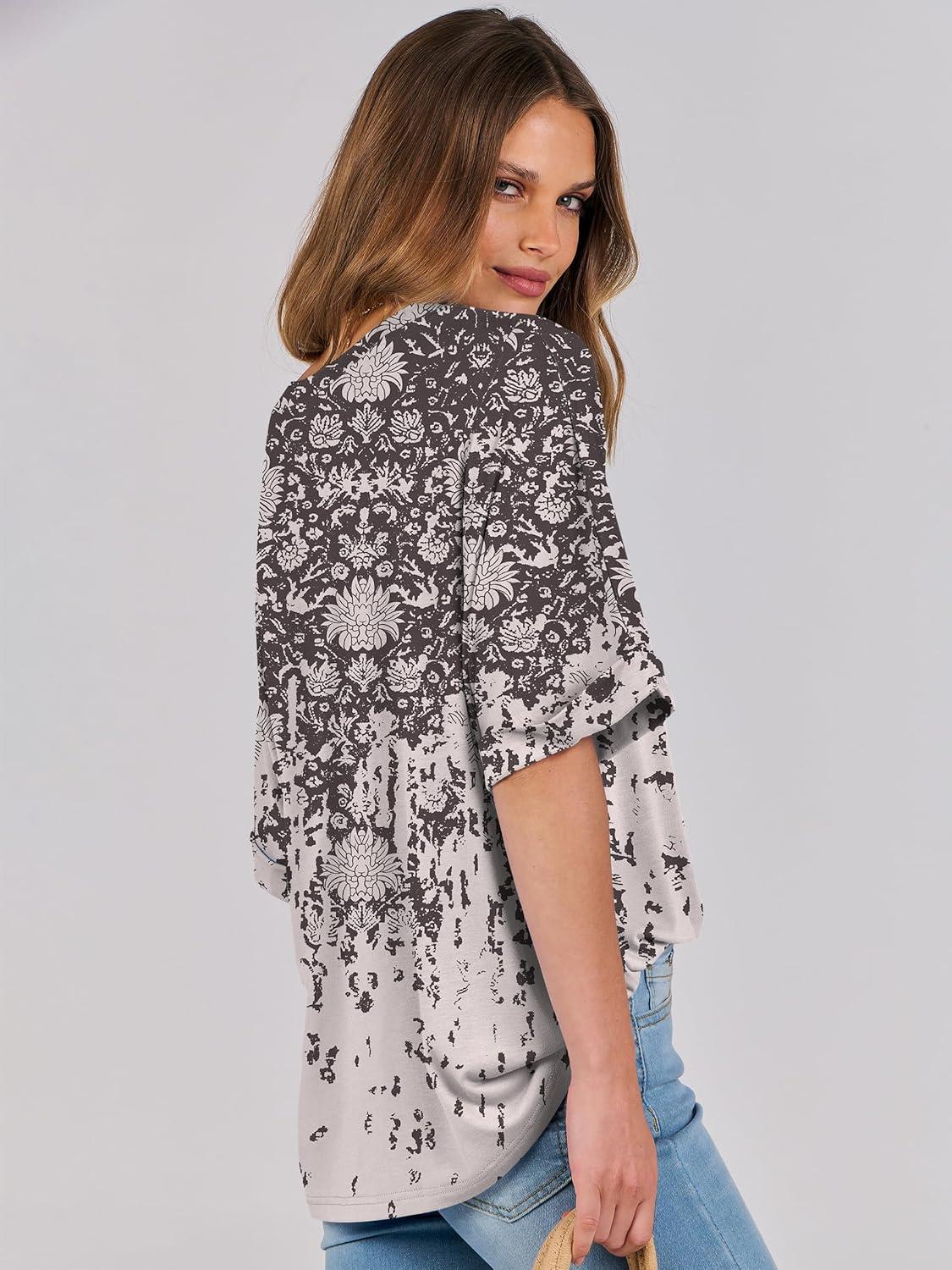 imageANRABESS Womens Tops Oversized T Shirts Short Sleeve Crewneck Summer Casual Loose Basic Tee Shirt 2025 Trendy Fashion ClothesFloral Black Print