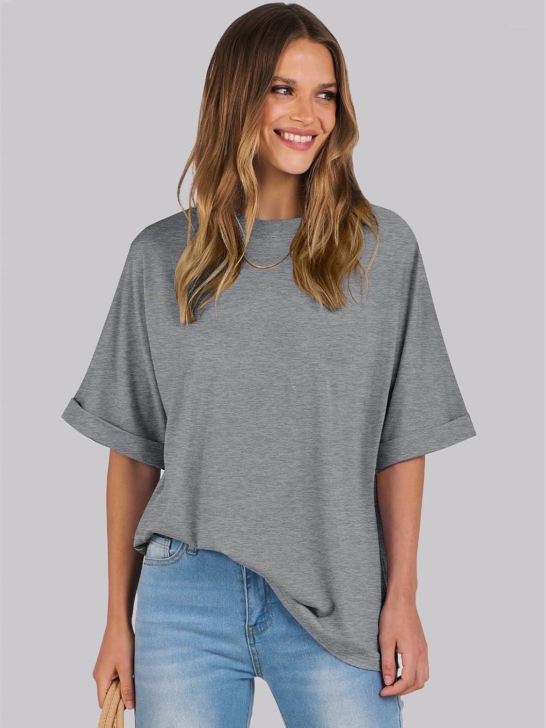 imageANRABESS Womens Tops Oversized T Shirts Short Sleeve Crewneck Summer Casual Loose Basic Tee Shirt 2025 Trendy Fashion ClothesGray