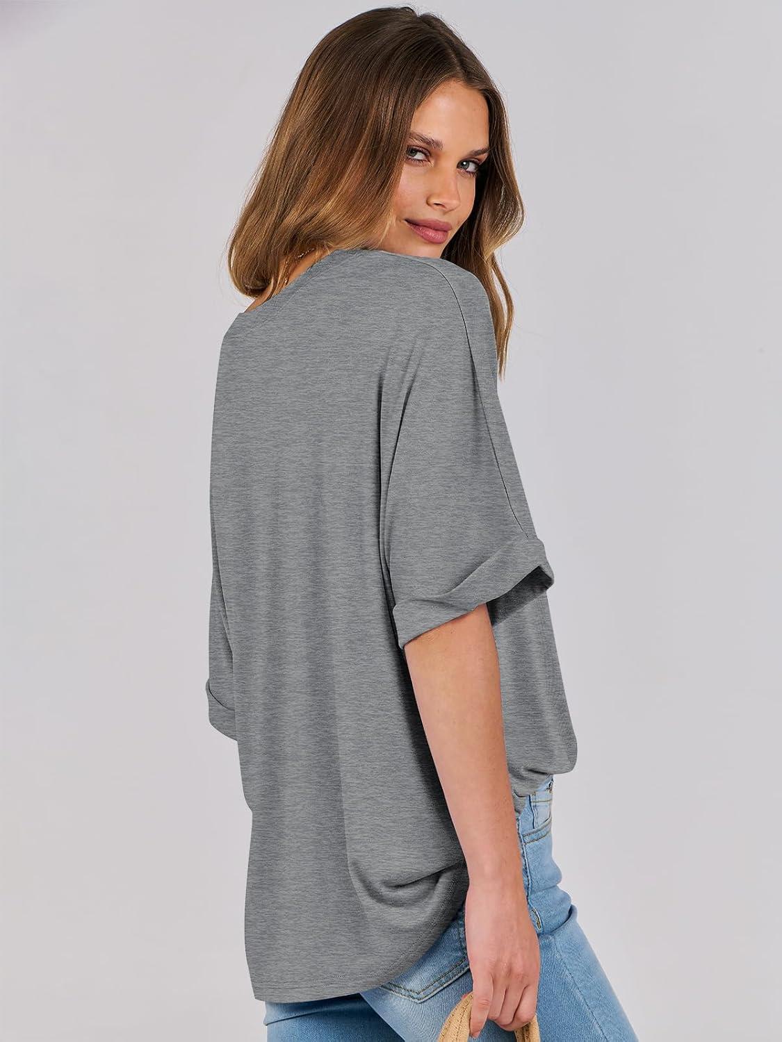 imageANRABESS Womens Tops Oversized T Shirts Short Sleeve Crewneck Summer Casual Loose Basic Tee Shirt 2025 Trendy Fashion ClothesGray