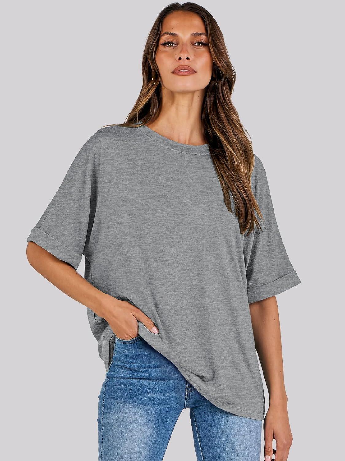 imageANRABESS Womens Tops Oversized T Shirts Short Sleeve Crewneck Summer Casual Loose Basic Tee Shirt 2025 Trendy Fashion ClothesGray