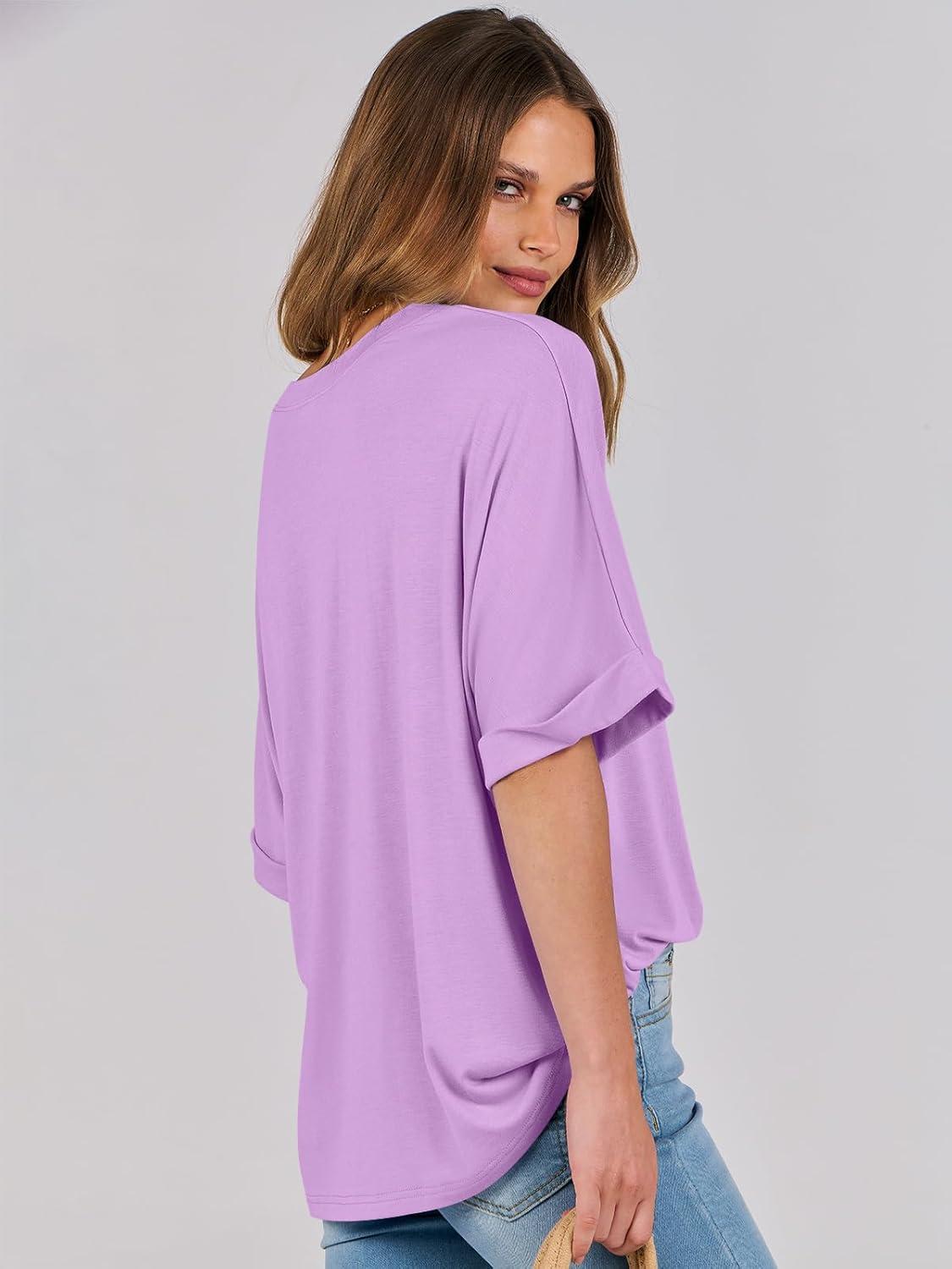 imageANRABESS Womens Tops Oversized T Shirts Short Sleeve Crewneck Summer Casual Loose Basic Tee Shirt 2025 Trendy Fashion ClothesLilac