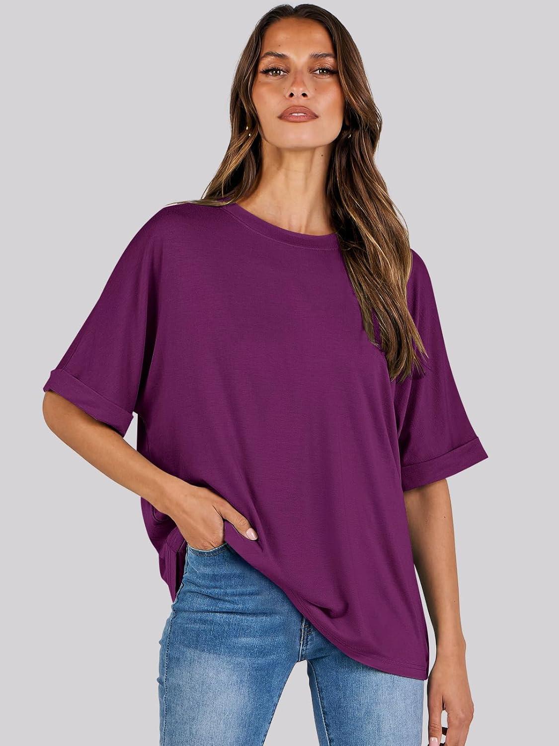 imageANRABESS Womens Tops Oversized T Shirts Short Sleeve Crewneck Summer Casual Loose Basic Tee Shirt 2025 Trendy Fashion ClothesPurple
