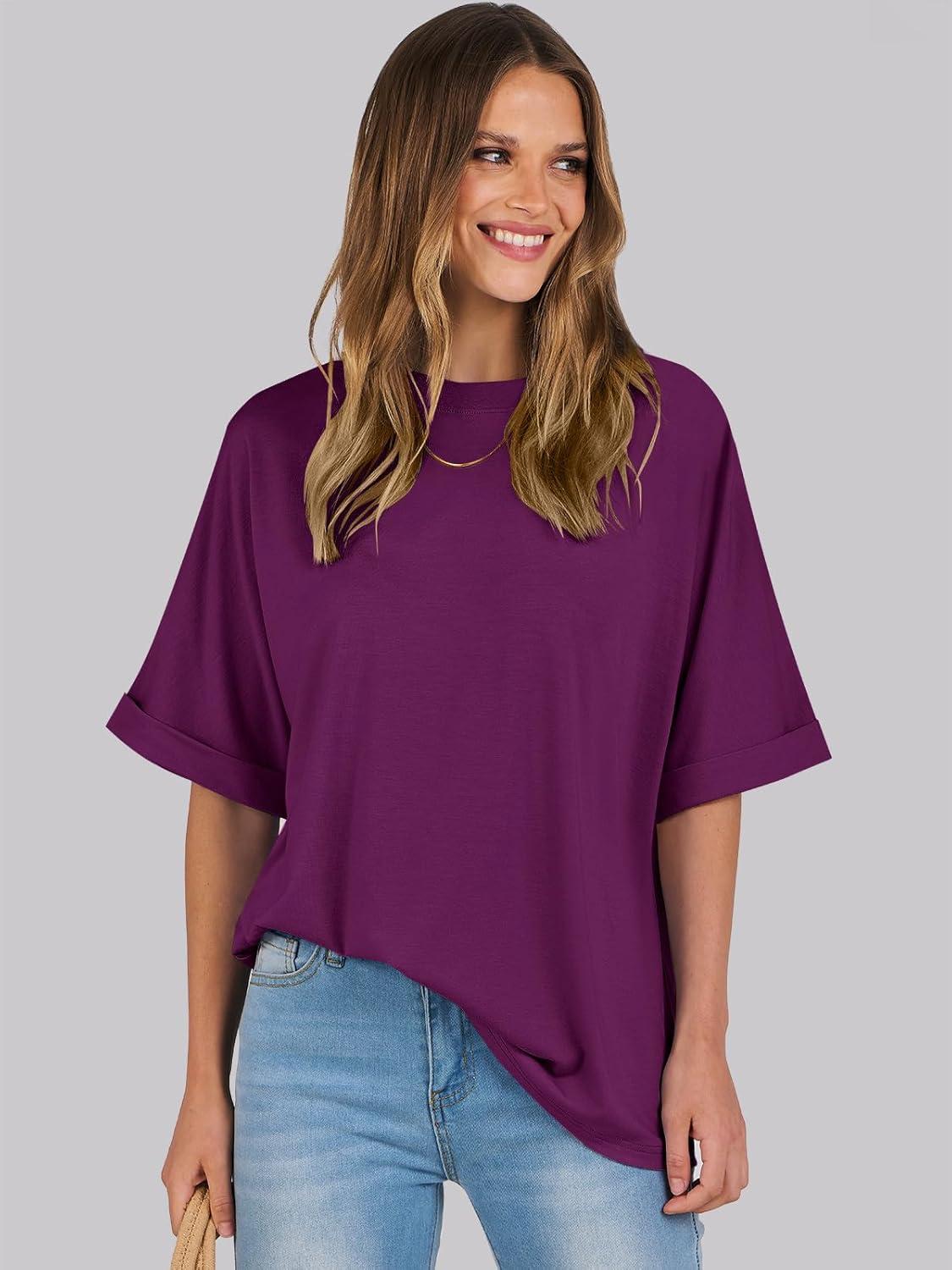 imageANRABESS Womens Tops Oversized T Shirts Short Sleeve Crewneck Summer Casual Loose Basic Tee Shirt 2025 Trendy Fashion ClothesPurple