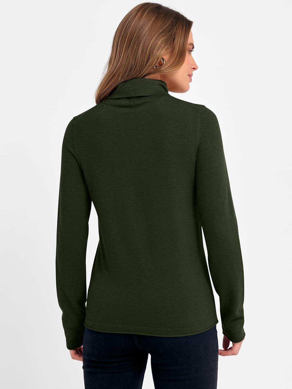 imageANRABESS Womens Turtleneck Long Sleeve Sweater Tops Casual Soft Knit Fit Lightweight Basic Pullover 2025 Fall Work OutfitsArmy Green