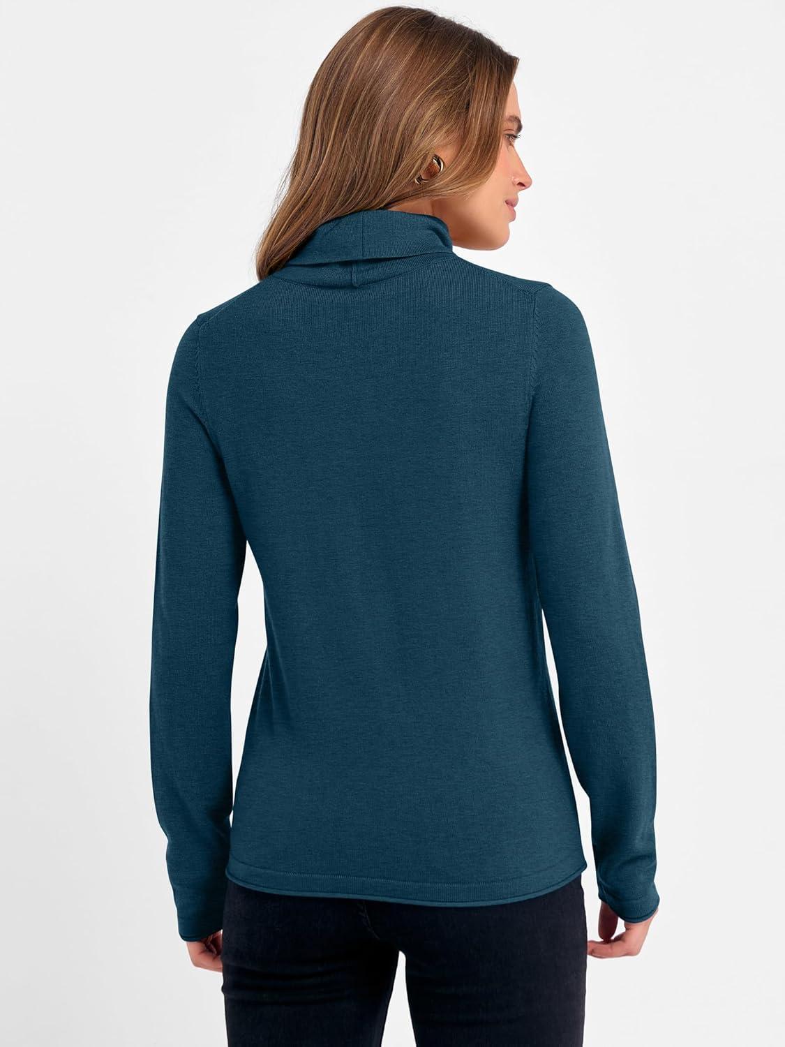 imageANRABESS Womens Turtleneck Long Sleeve Sweater Tops Casual Soft Knit Fit Lightweight Basic Pullover 2025 Fall Work OutfitsDark Teal