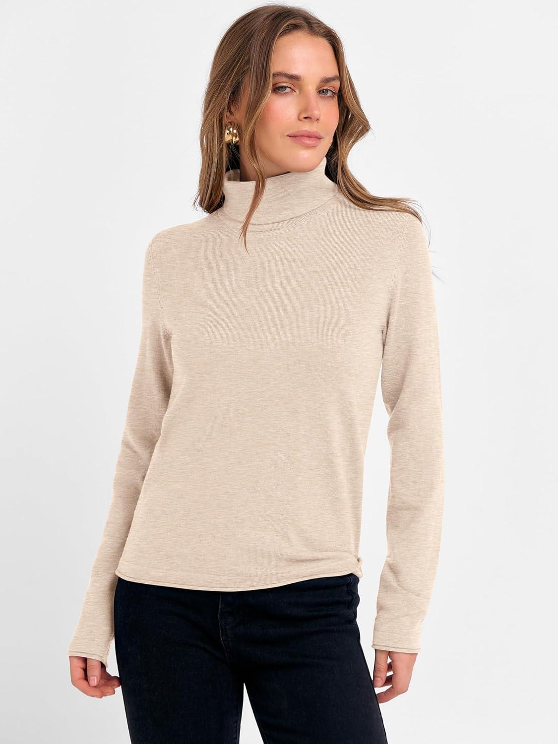 imageANRABESS Womens Turtleneck Long Sleeve Sweater Tops Casual Soft Knit Fit Lightweight Basic Pullover 2025 Fall Work OutfitsParchment