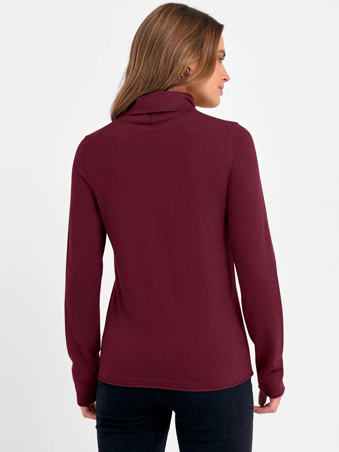 imageANRABESS Womens Turtleneck Long Sleeve Sweater Tops Casual Soft Knit Fit Lightweight Basic Pullover 2025 Fall Work OutfitsWine Red